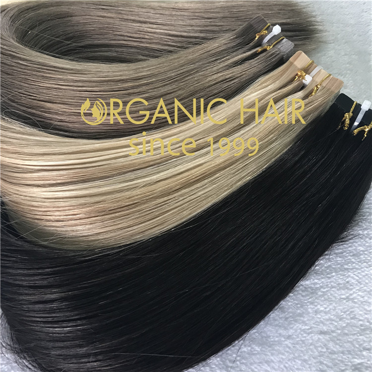 Full cuticle double drawn tape in hair extensions C112